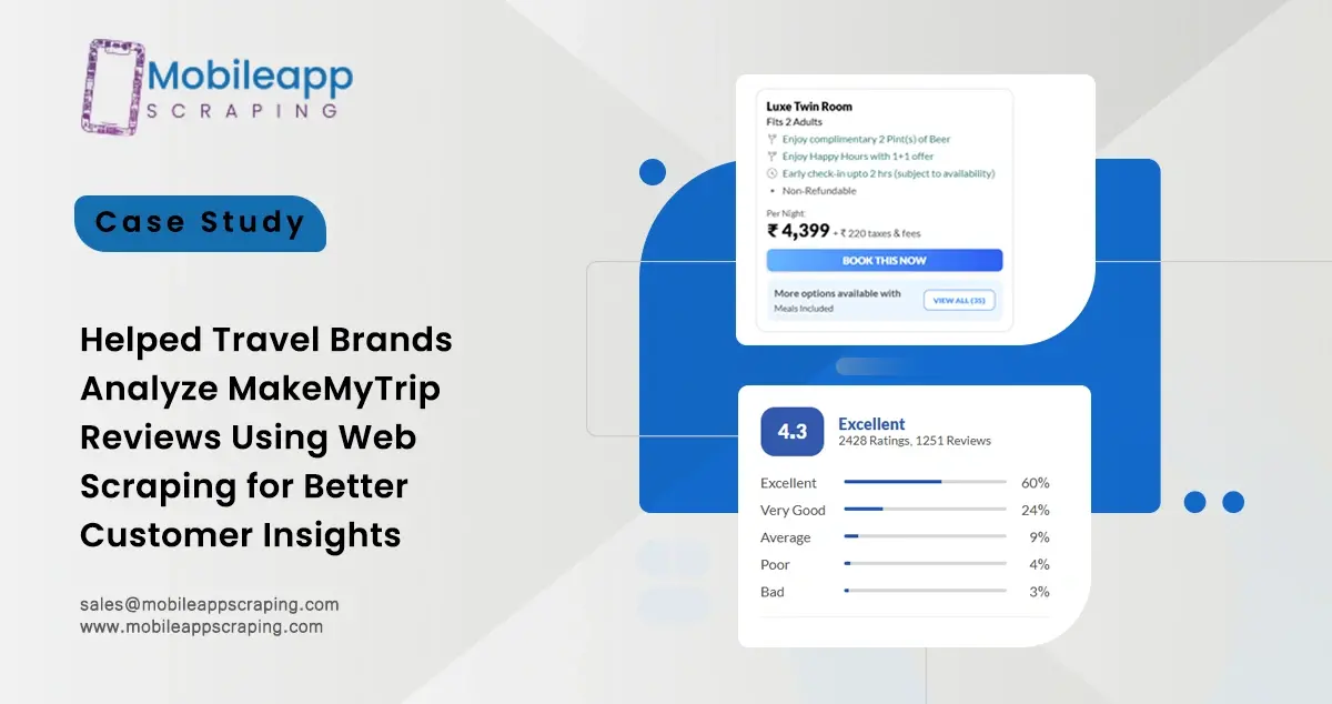 Helped Travel Brands Analyze MakeMyTrip Reviews Using Web Scraping for Better Customer Insights